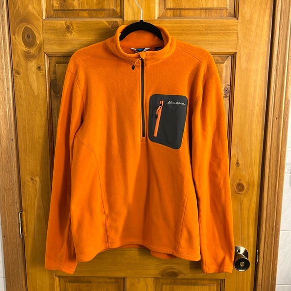 NWT Eddie Bauer Men’s Size M orange First Ascent Polartec quarter zip - Picture 1 of 9